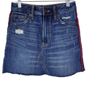 Abercrombie & Fitch Frayed Raw Hem Blue Distressed Denim Mini Skirt 00/24
